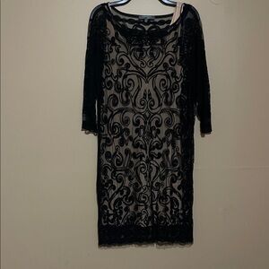Catherine Malandrino Black and Cream Lace Dress